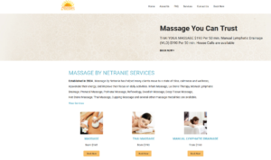 massage by netranie website snapshot